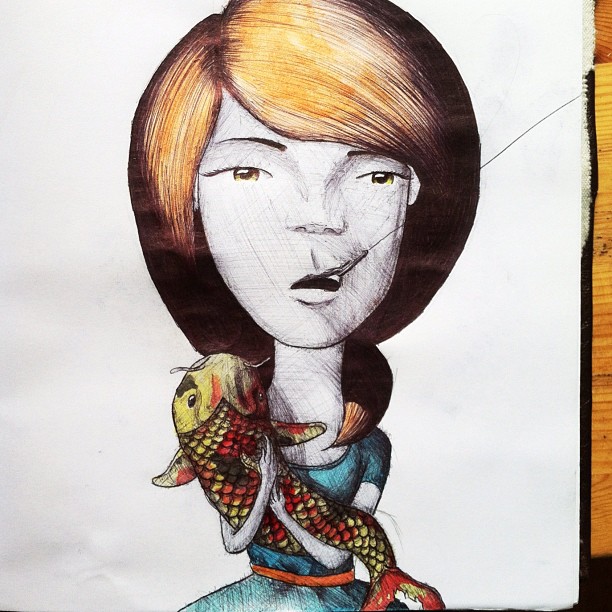 christopher l martin sketches drawing seattle ball point pen